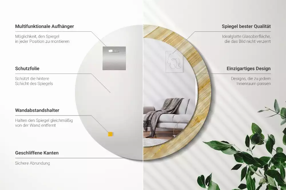 Kerek tükör fali dísz Absztrakt minta