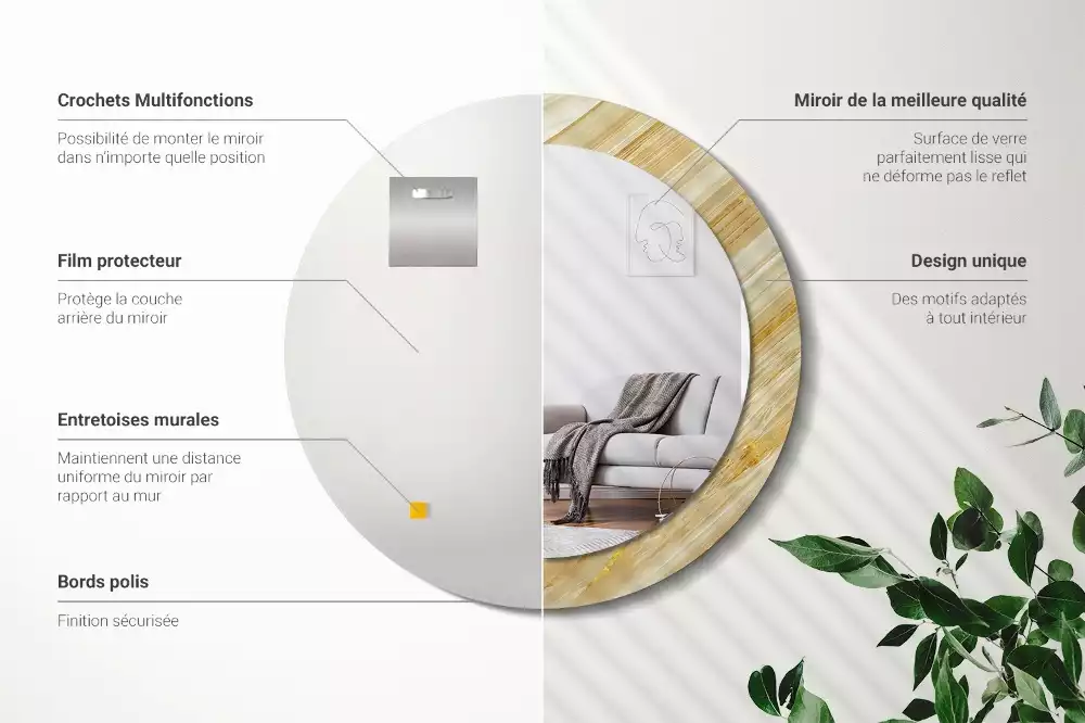 Kerek tükör fali dísz Absztrakt minta