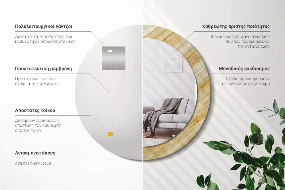 Kerek tükör fali dísz Absztrakt minta