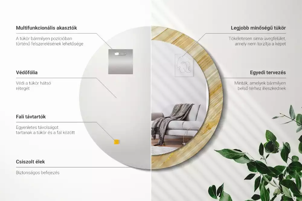 Kerek tükör fali dísz Absztrakt minta