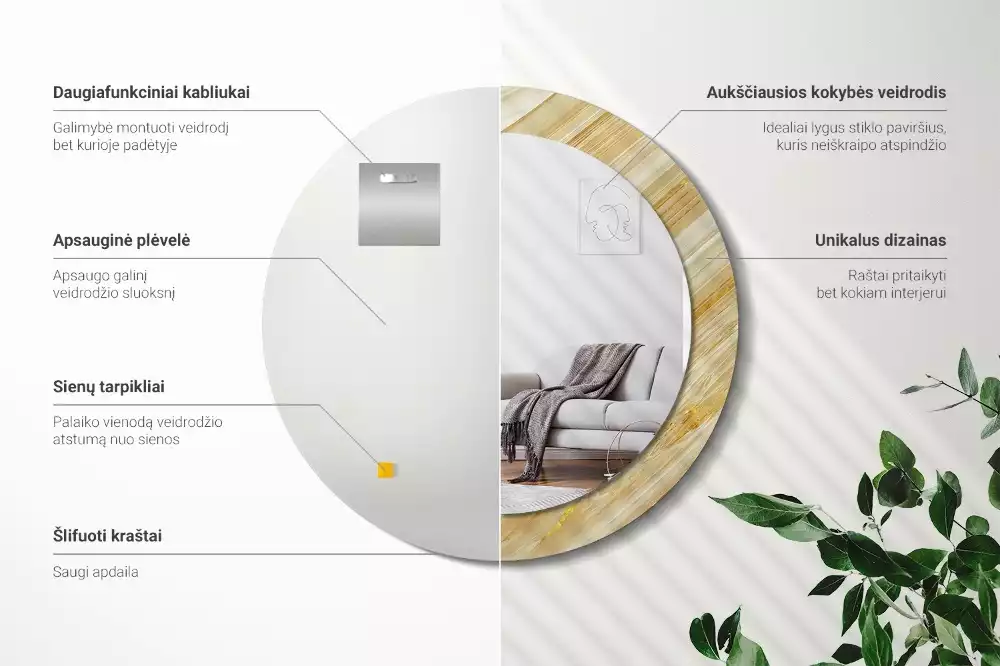 Kerek tükör fali dísz Absztrakt minta