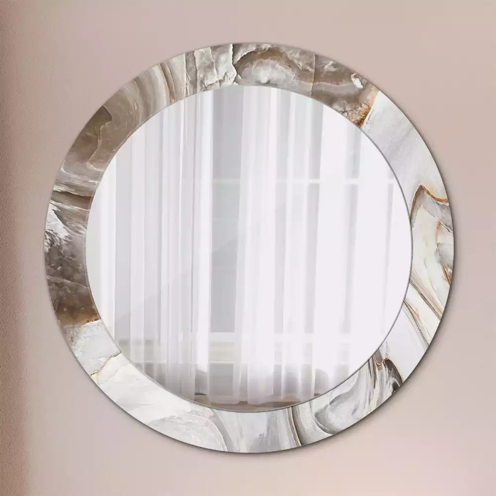 Kerek tükör fali dísz Világos márvány