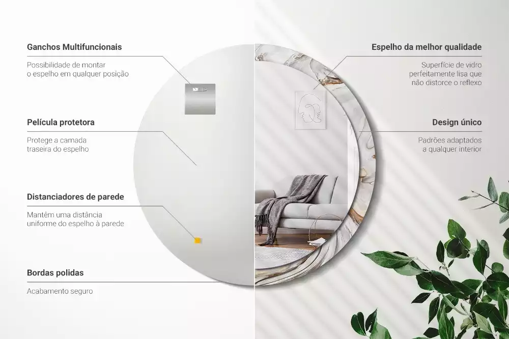 Kerek tükör fali dísz Világos márvány