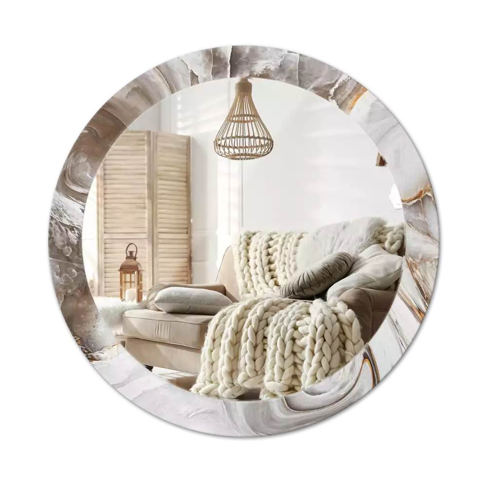 Kerek tükör fali dísz Világos márvány