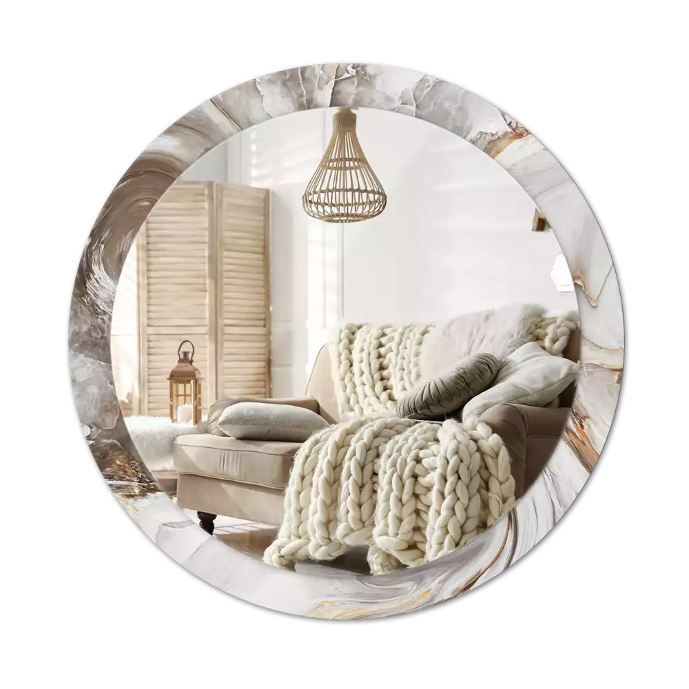 Kerek tükör fali dísz Világos márvány