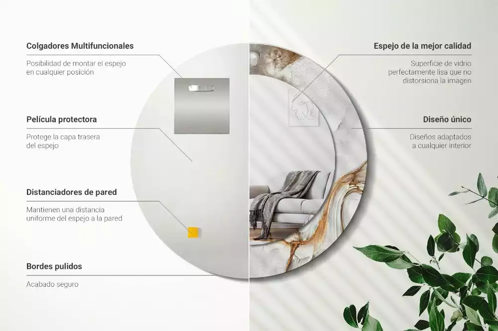 Kerek tükör fali dísz Világos márvány