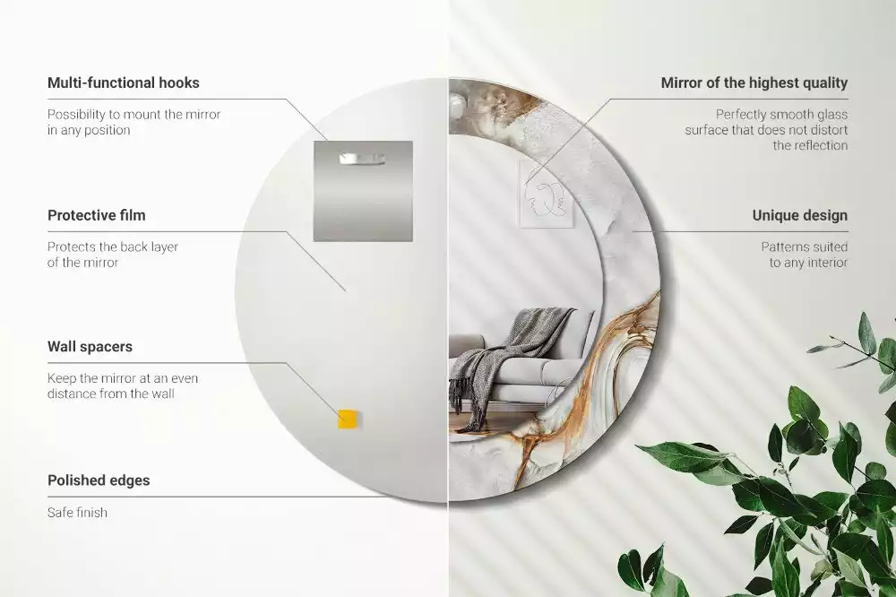 Kerek tükör fali dísz Világos márvány