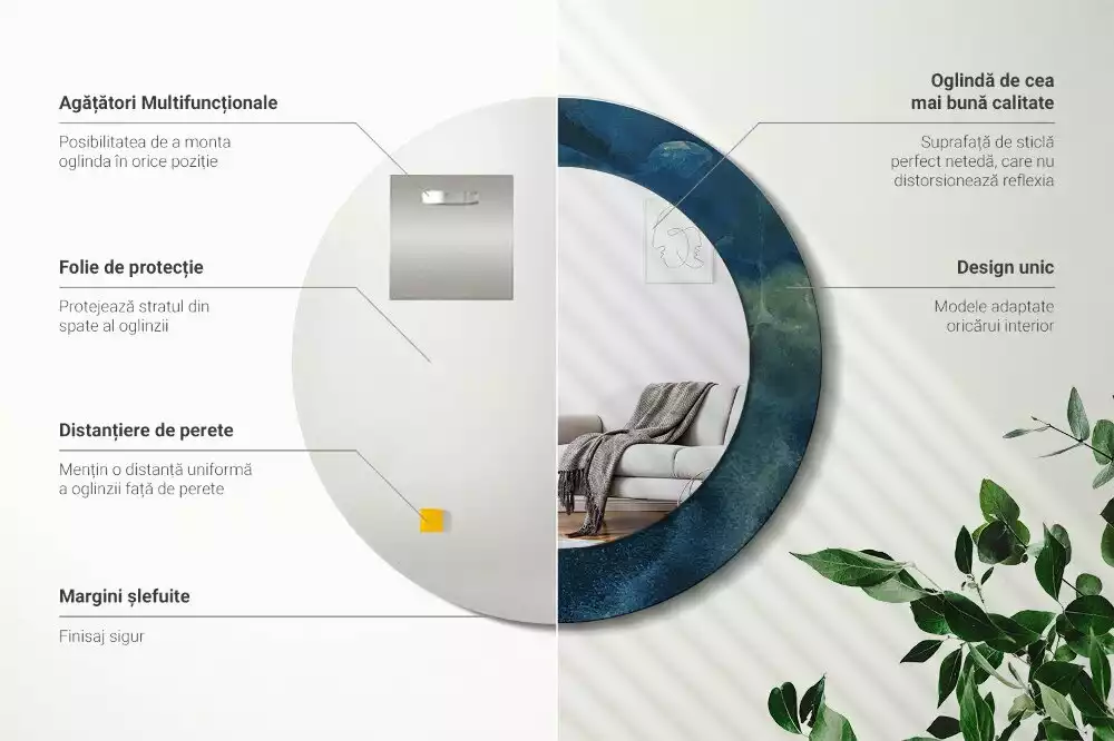 Kerek tükör fali dísz Ónix márvány