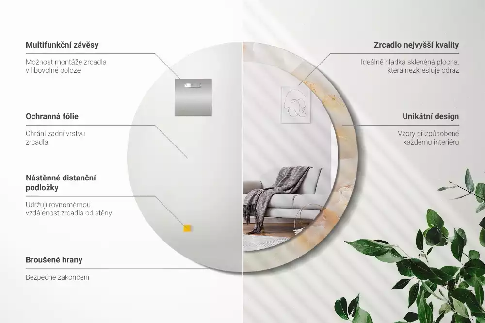 Kerek tükör fali dísz Ónix márvány