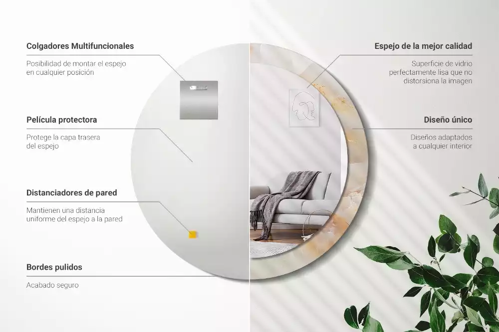 Kerek tükör fali dísz Ónix márvány