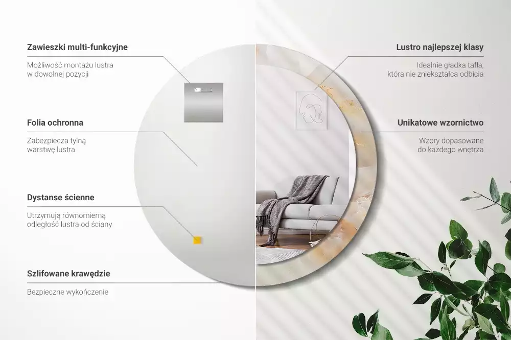 Kerek tükör fali dísz Ónix márvány