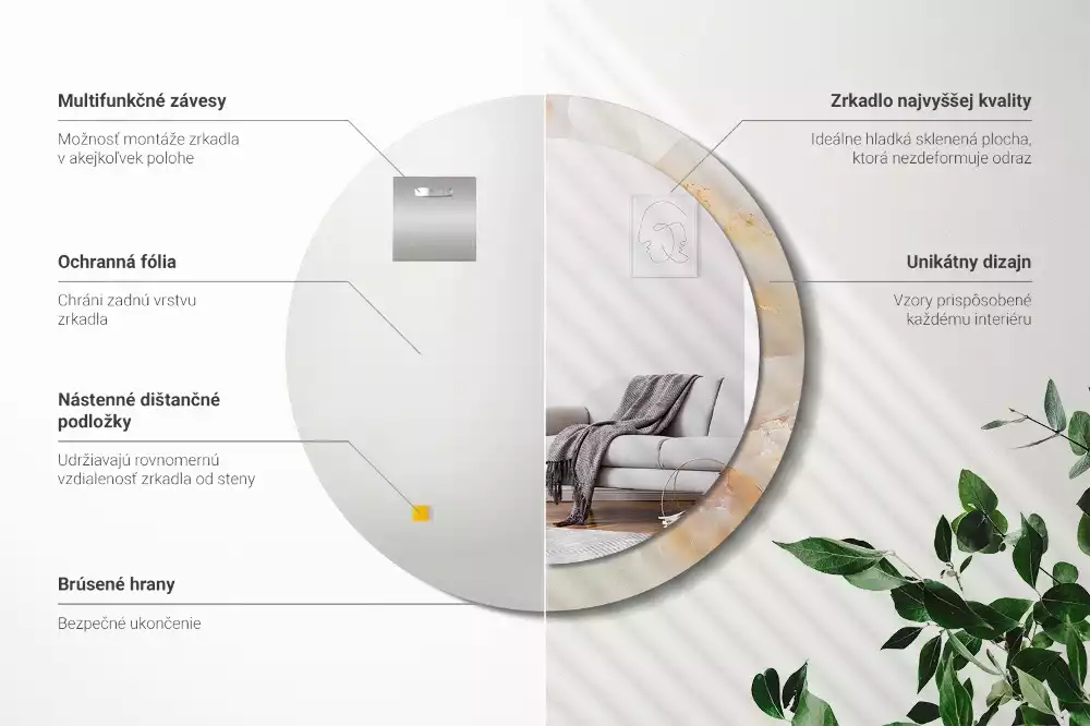 Kerek tükör fali dísz Ónix márvány