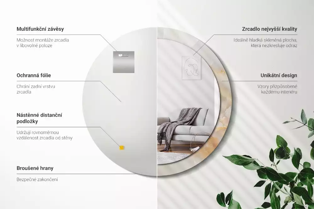 Kerek tükör fali dísz Ónix márvány