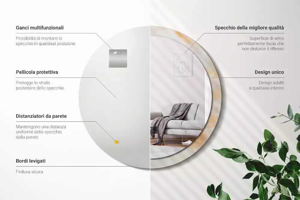 Kerek tükör fali dísz Ónix márvány