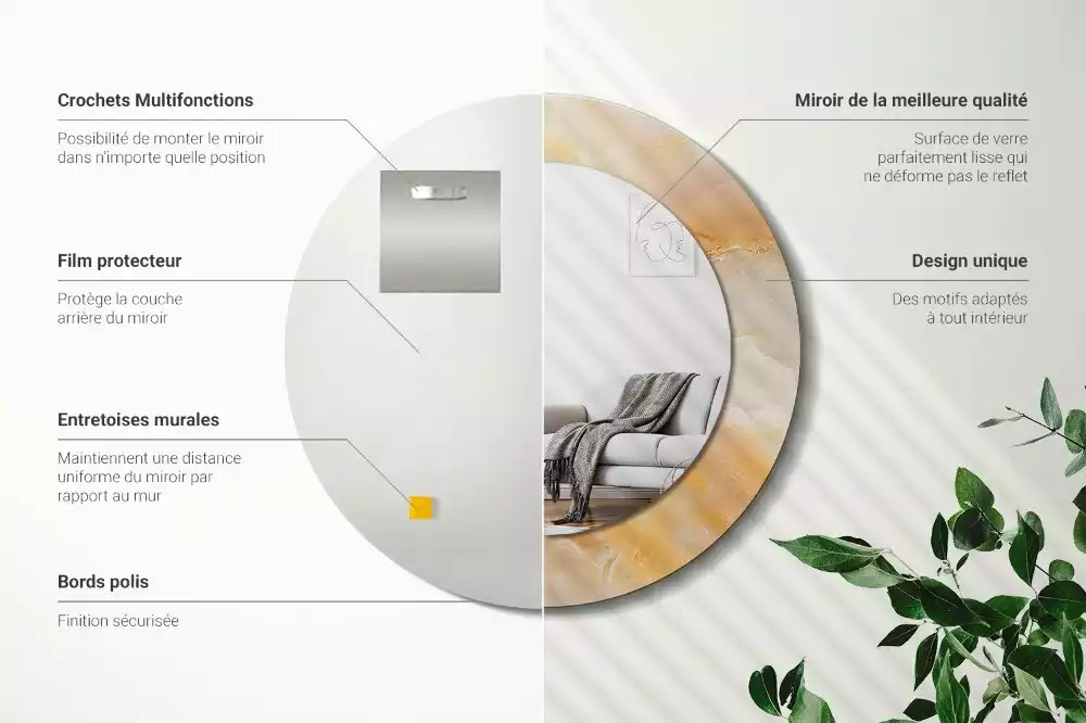 Kerek tükör fali dísz Ónix márvány