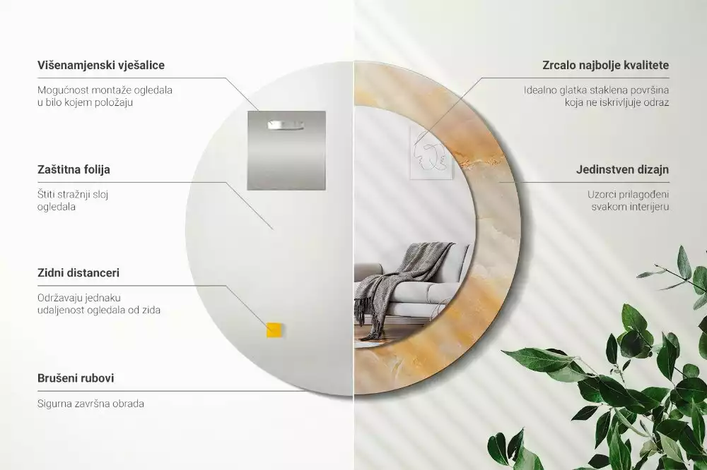 Kerek tükör fali dísz Ónix márvány