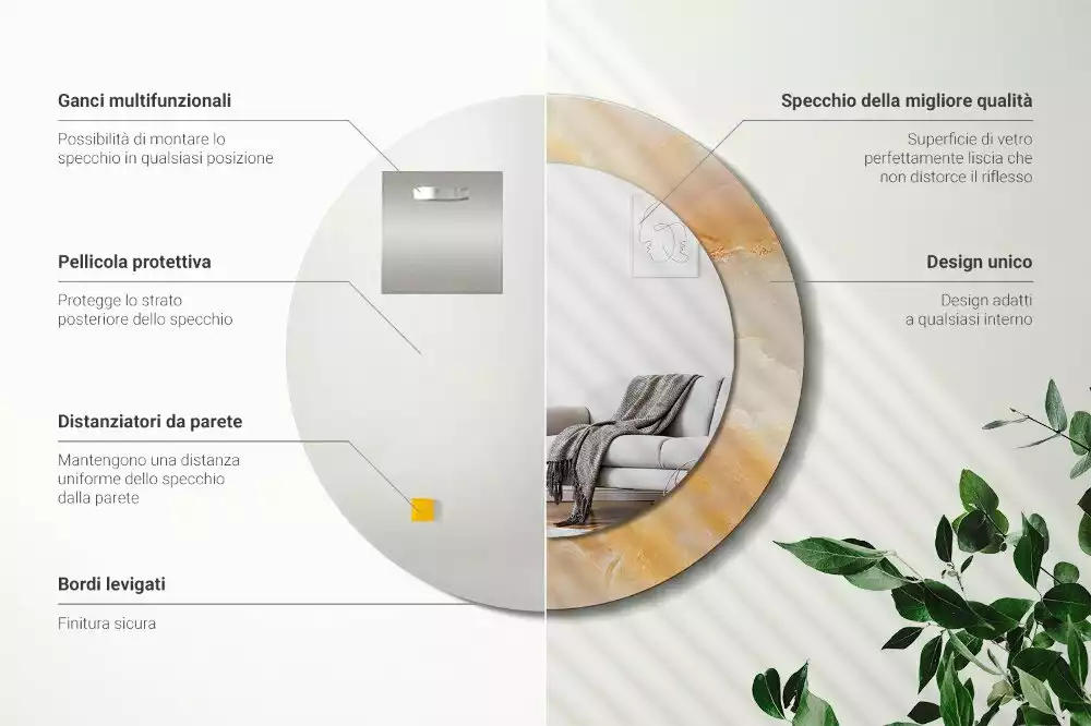 Kerek tükör fali dísz Ónix márvány