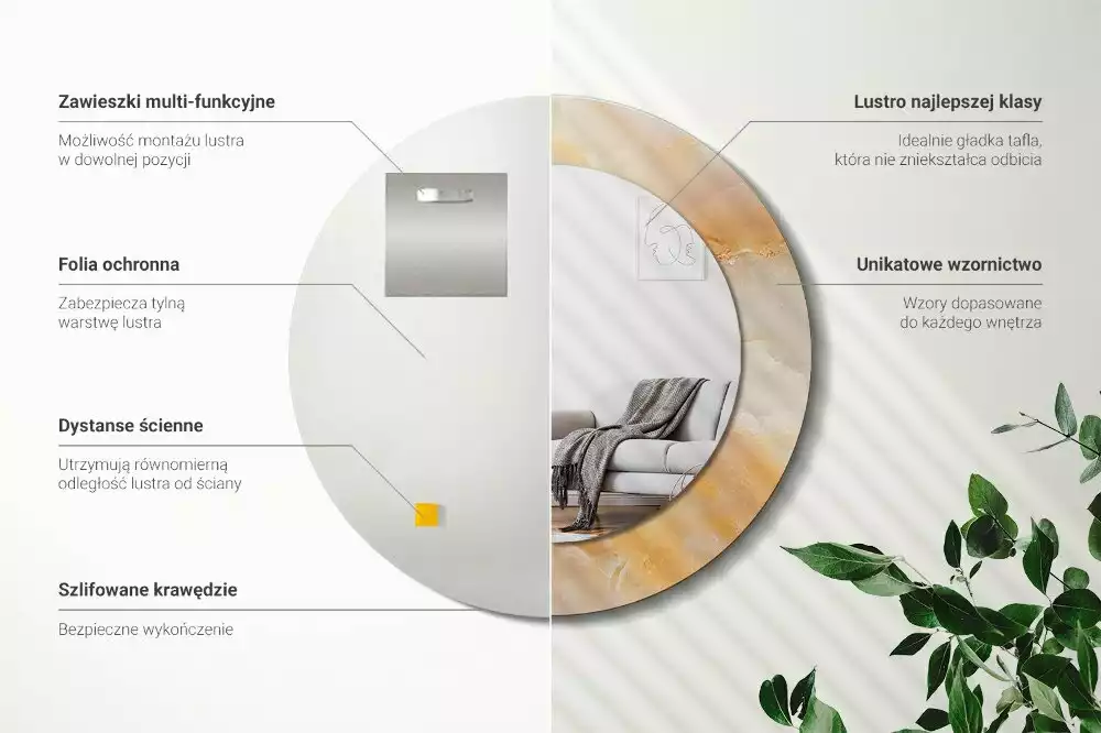 Kerek tükör fali dísz Ónix márvány