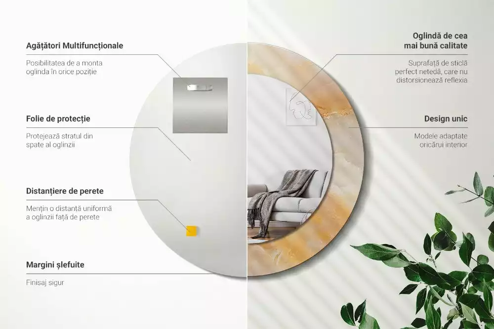 Kerek tükör fali dísz Ónix márvány