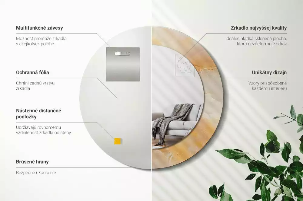 Kerek tükör fali dísz Ónix márvány