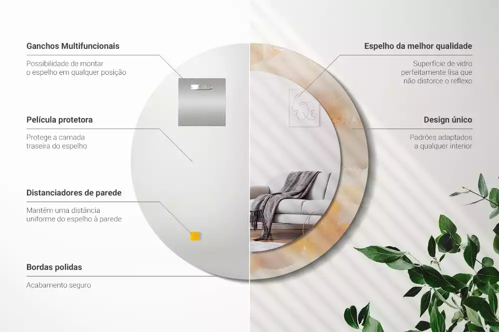 Kerek tükör fali dísz Ónix márvány