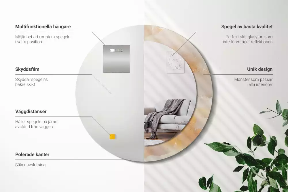 Kerek tükör fali dísz Ónix márvány