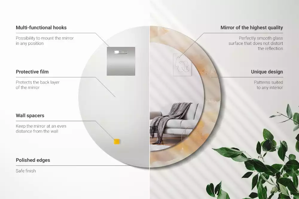 Kerek tükör fali dísz Ónix márvány