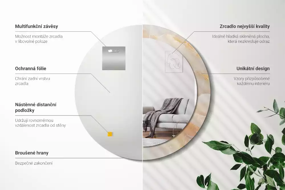 Kerek tükör fali dísz Ónix márvány