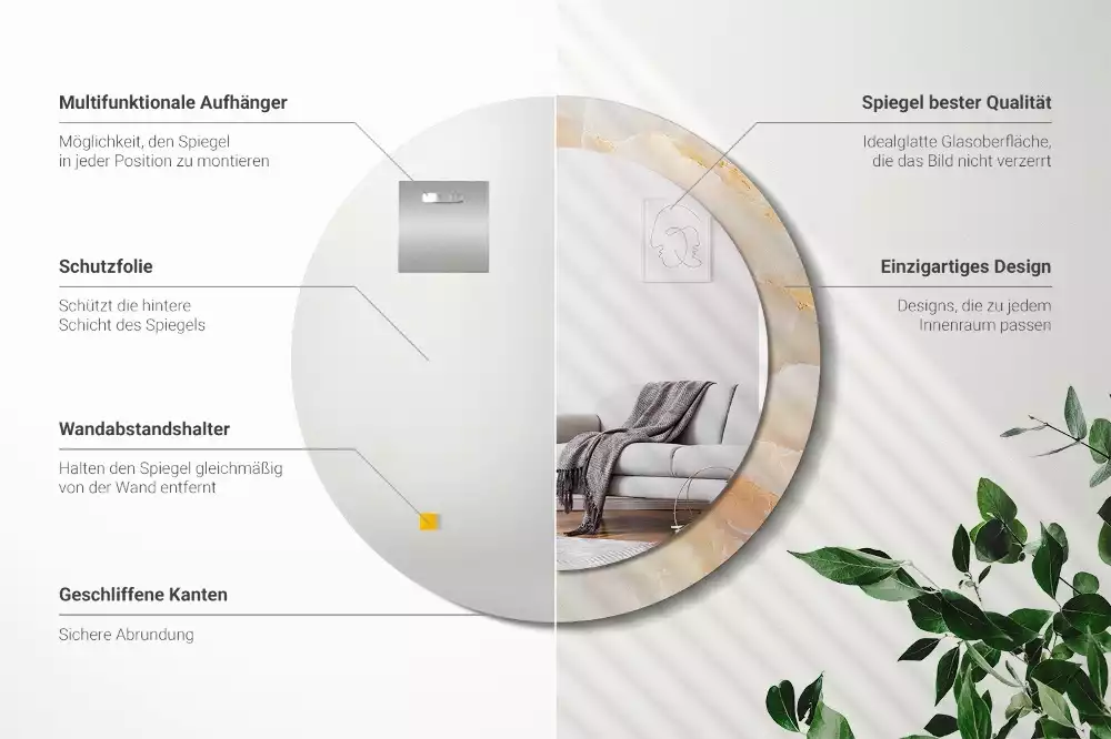 Kerek tükör fali dísz Ónix márvány