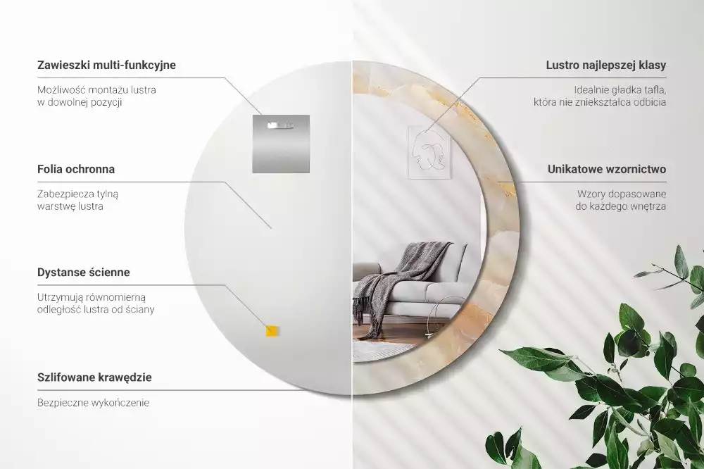 Kerek tükör fali dísz Ónix márvány