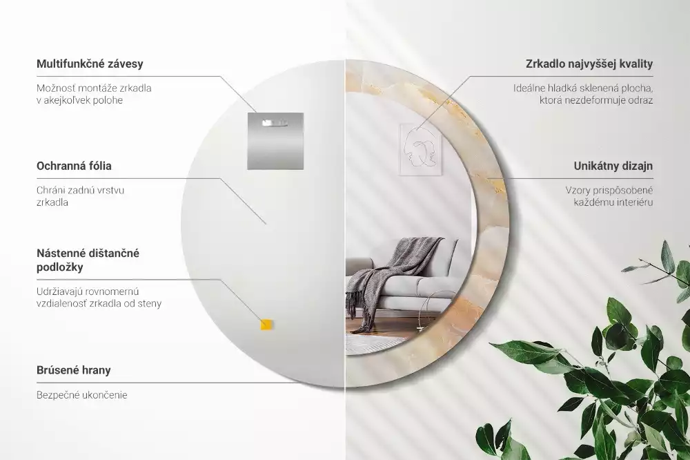 Kerek tükör fali dísz Ónix márvány