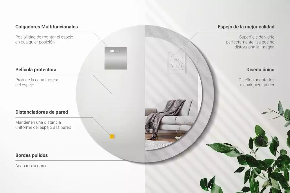 Kerek tükör fali dísz Beton textúra