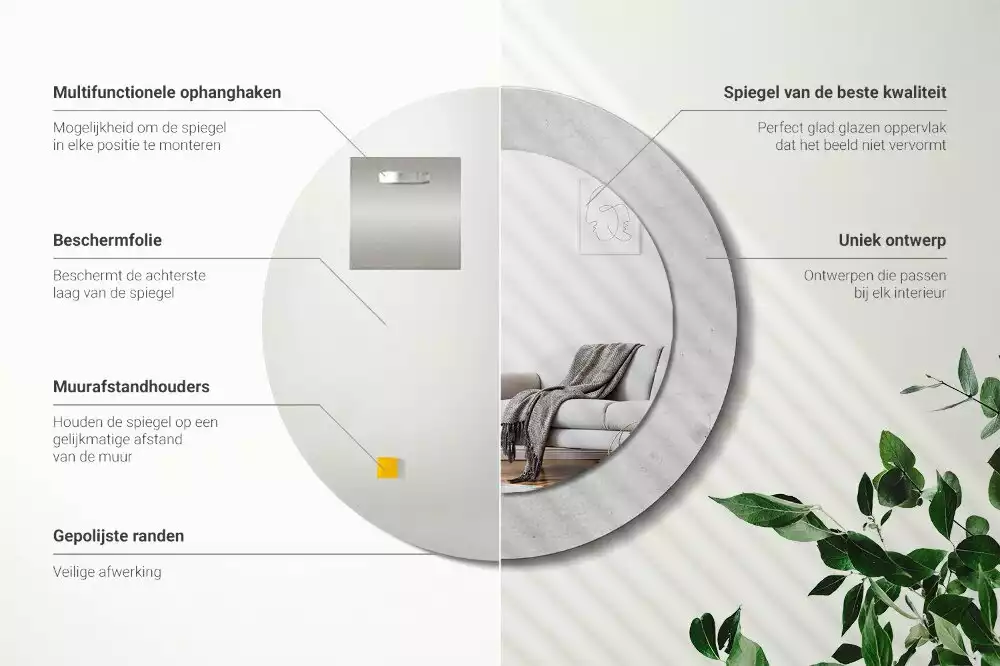 Kerek tükör fali dísz Beton textúra