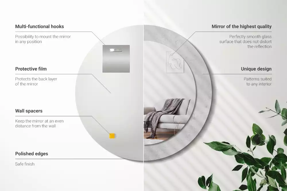 Kerek tükör fali dísz Beton textúra