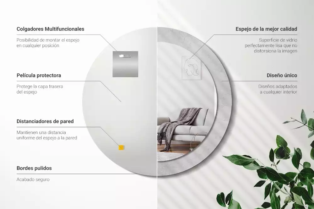 Kerek tükör fali dísz Beton textúra