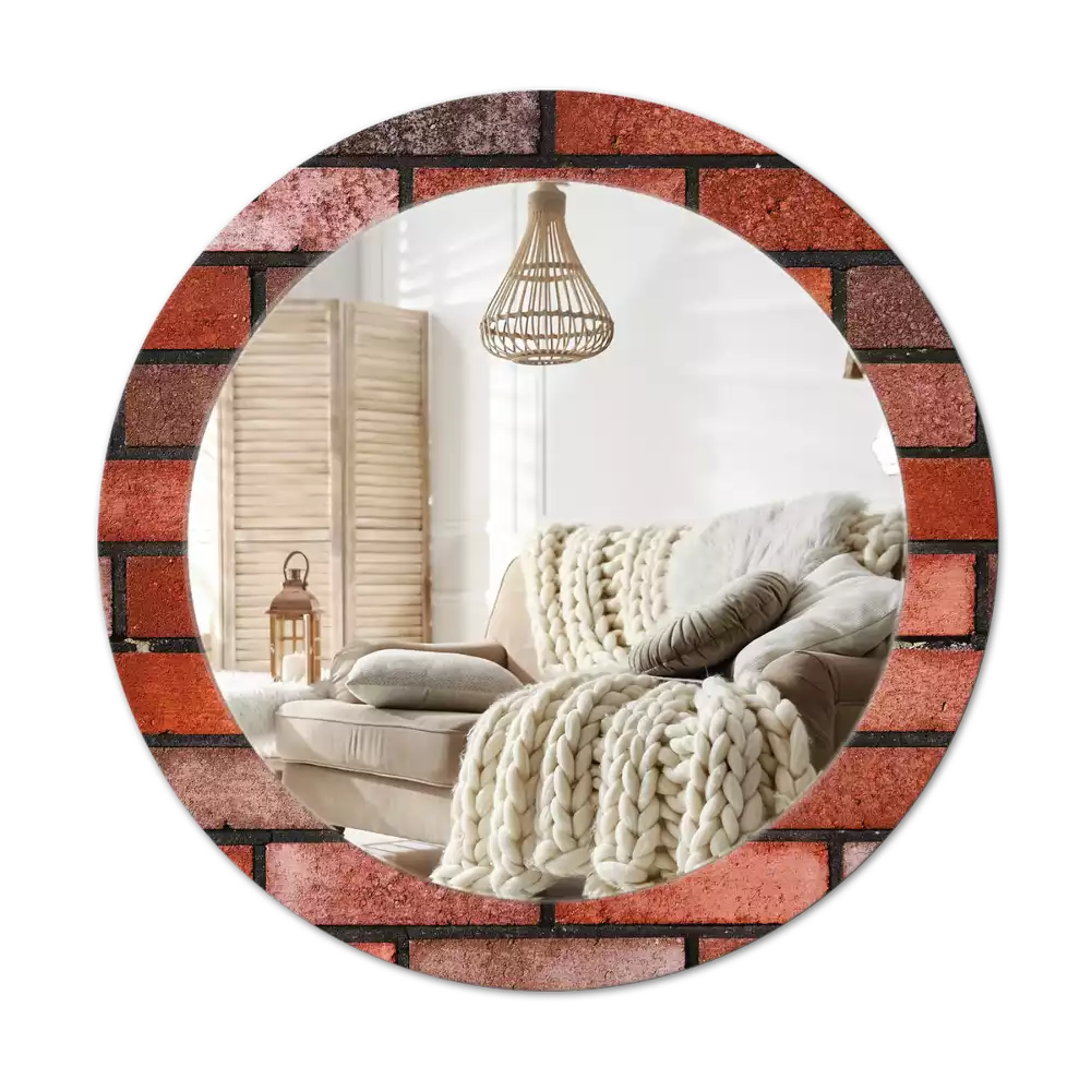 Kerek tükör fali dísz Vörös tégla