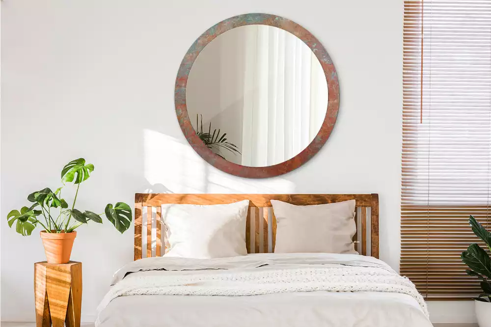 Kerek tükör fali dísz Rozsdás fém