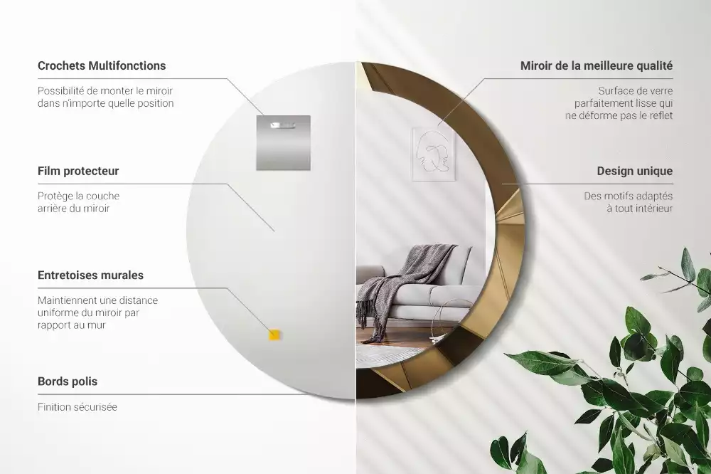 Kerek tükör fali dísz Modern absztrakció