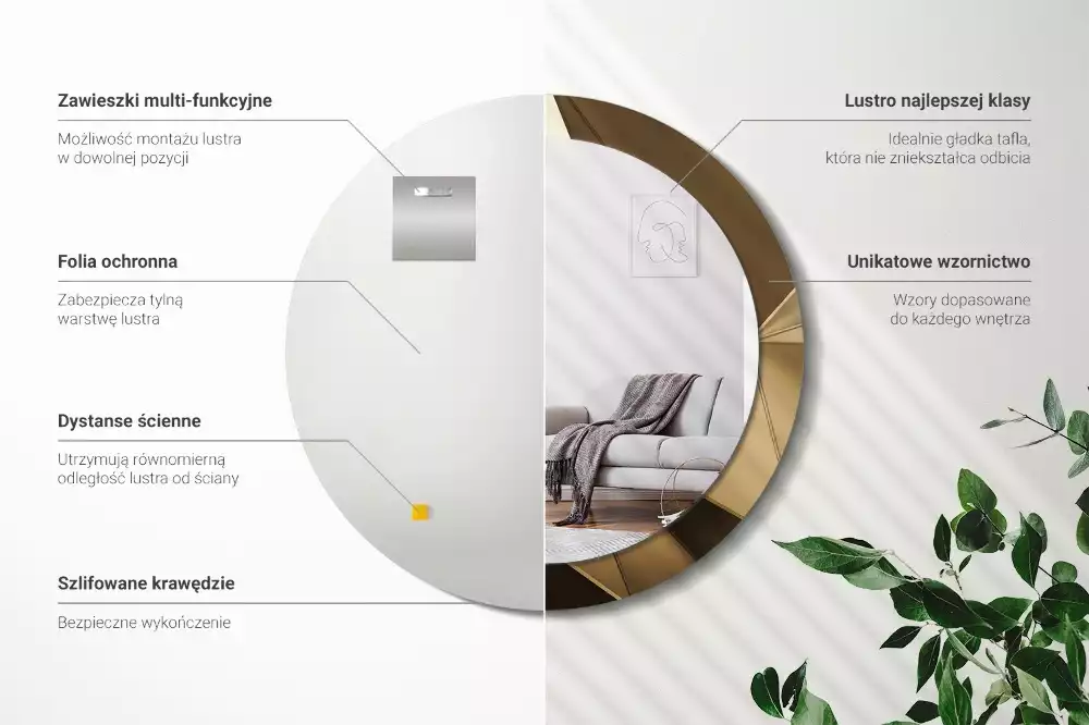 Kerek tükör fali dísz Modern absztrakció