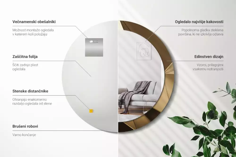 Kerek tükör fali dísz Modern absztrakció