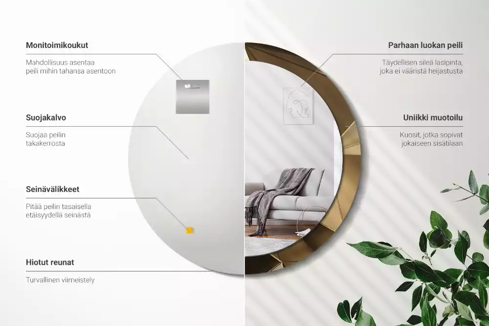 Kerek tükör fali dísz Modern absztrakció