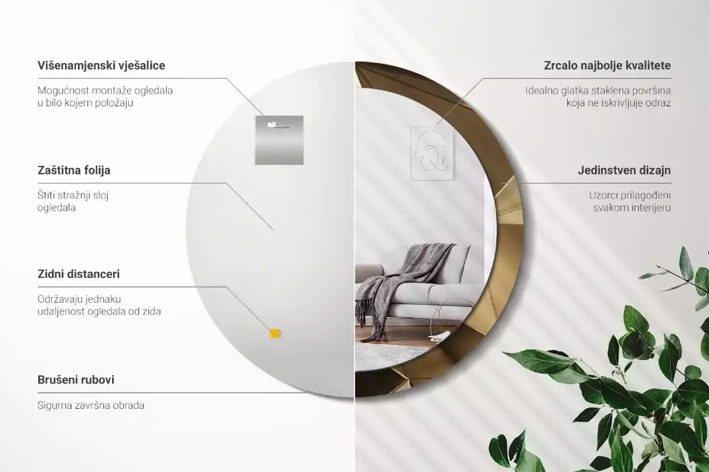 Kerek tükör fali dísz Modern absztrakció