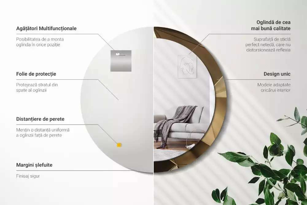 Kerek tükör fali dísz Modern absztrakció