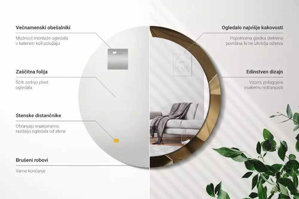 Kerek tükör fali dísz Modern absztrakció