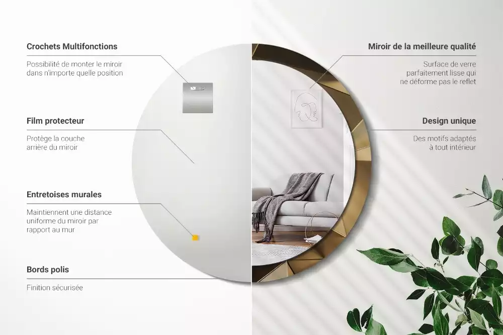 Kerek tükör fali dísz Modern absztrakció