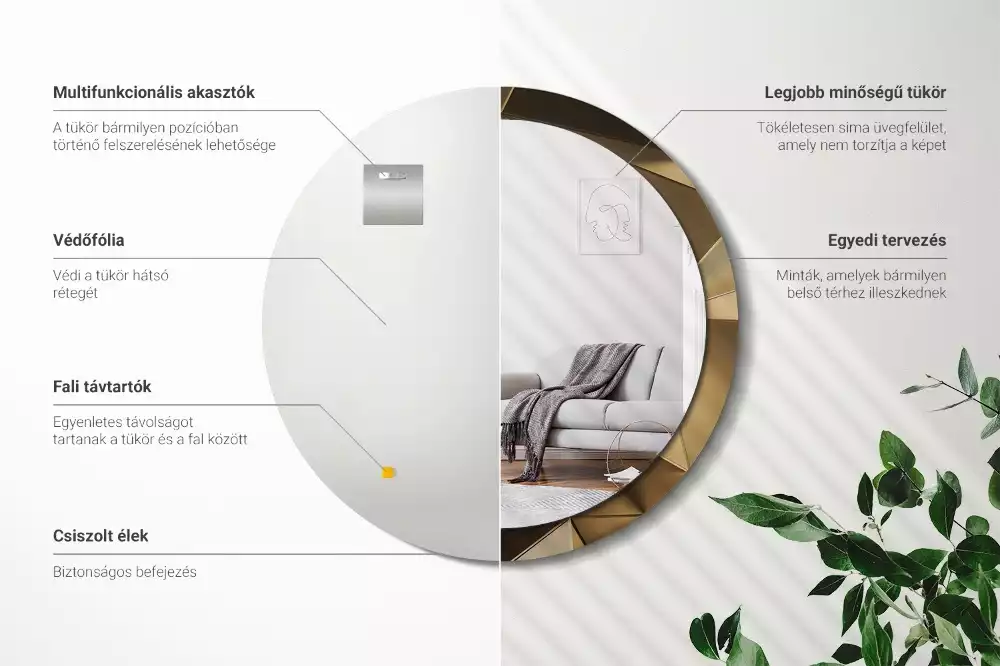 Kerek tükör fali dísz Modern absztrakció