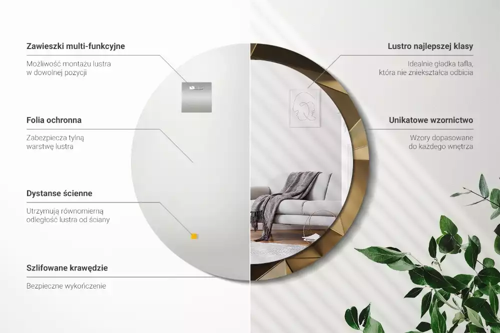 Kerek tükör fali dísz Modern absztrakció