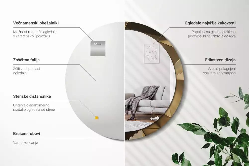 Kerek tükör fali dísz Modern absztrakció