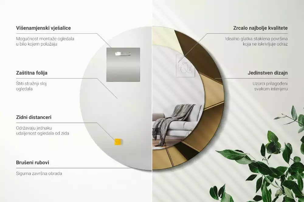 Kerek tükör fali dísz Modern absztrakció