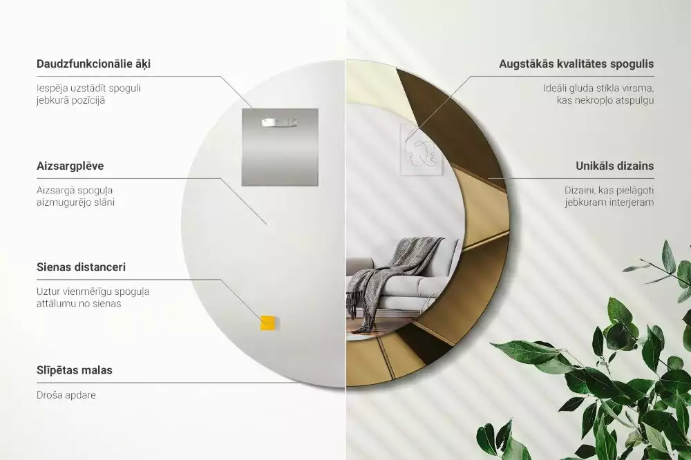 Kerek tükör fali dísz Modern absztrakció